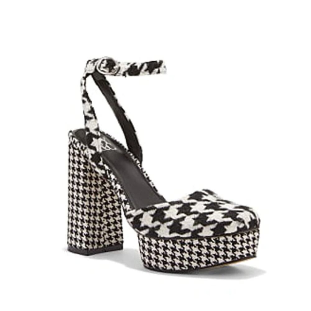 NEW YORK & COMPANY Laylani Houndstooth Heeled Platform Sandals NIB Women's 7.5 - Picture 8 of 8